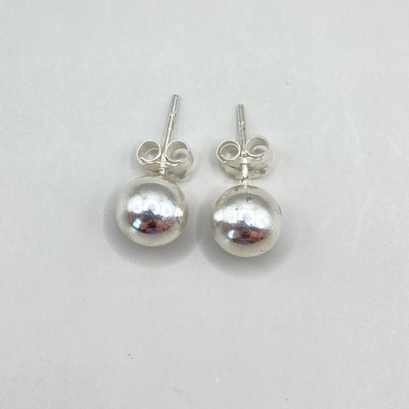 8mm Silver Ball Post Earrings - Picture 3 of 7